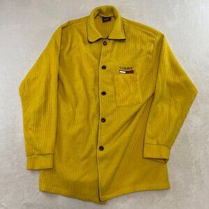 Tommy Hilfiger XL Yellow Fleece Button Up Shirt Y2K